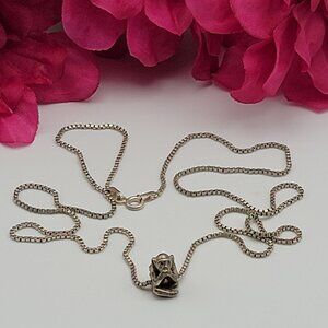SPEAK NO EVIL Frog Necklace Vintage Signed MA 925 Sterling Silver 24" Box Chain
